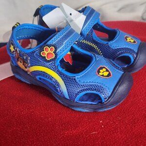 Nickelodeon Blue Yellow Light Up Sole Paw Patrol Velcro Toddler Sandals Size 7